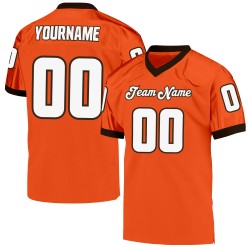Maillot de football rétro authentique en maille orange blanc-marron personnalisé