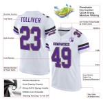 Maillot de football authentique personnalisé en maille blanc violet et vieil or