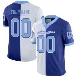 Maillot de football personnalisé bleu clair et blanc en maille fendue